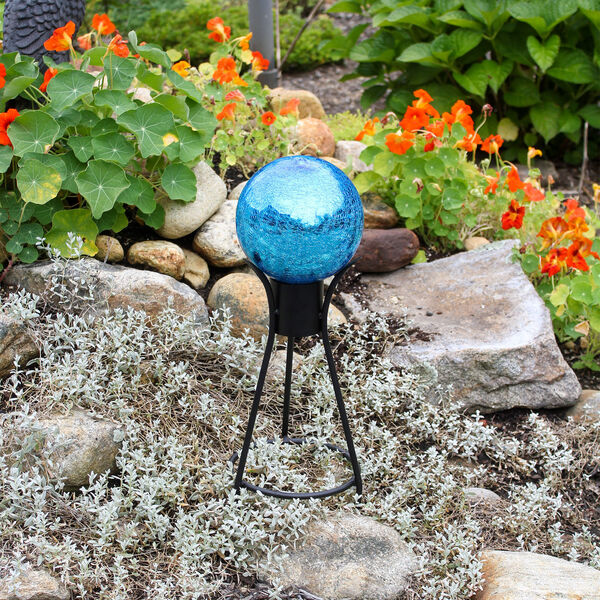 Teal Crackle Glass Gazing Globe with Stand, image 2