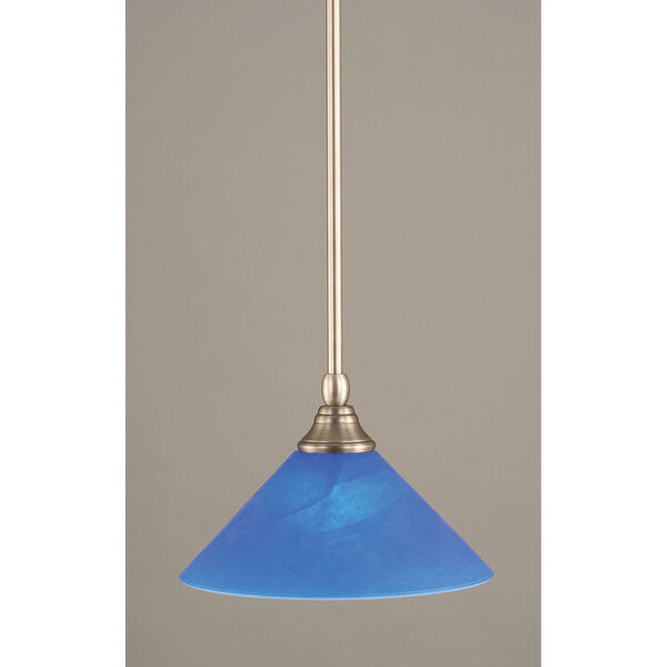 Brushed Nickel One-Light Mini Pendant with Blue Italian Glass, image 1