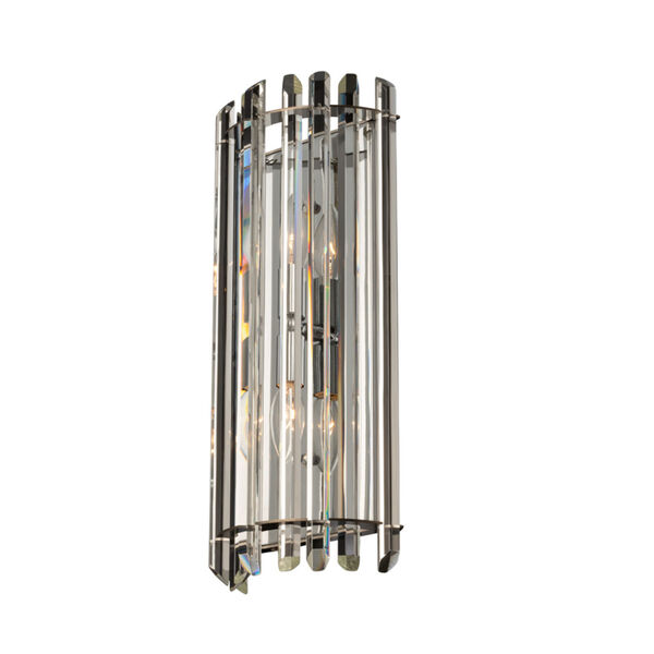 Viano Polished Chrome Two-Light Wall Sconce with Firenze Crystal, image 1