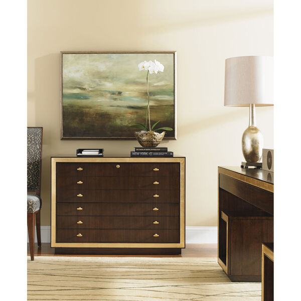 Bel Aire Walnut and Gold Beverly Palms File Chest, image 2