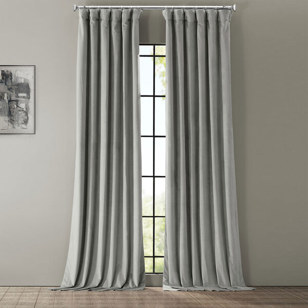 Signature Silver Grey Blackout Velvet Pole Pocket Single Panel Curtain, 50 X 120, image 2