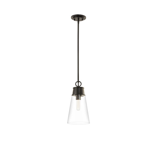 Wentworth Matte Black One-Light Mini Pendant with Clear Glass Shade, image 4