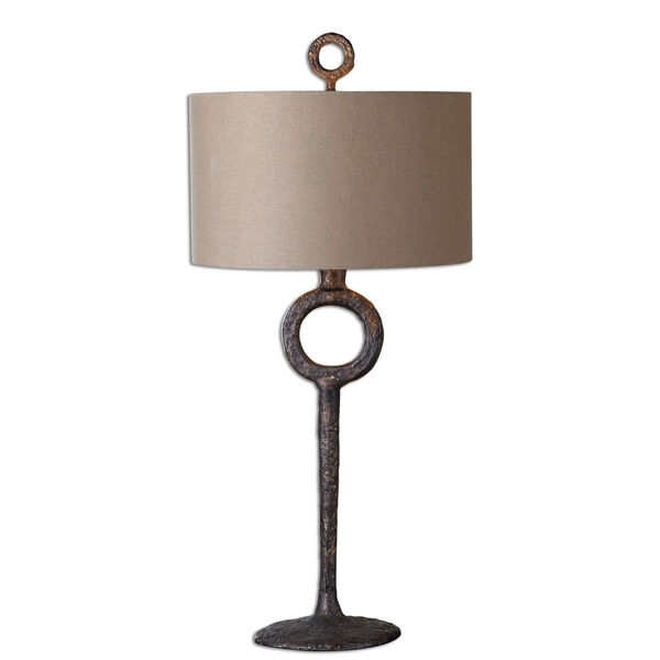 Ferro Cast Iron and Aged Rust Bronze One Light Table Lamp, image 1
