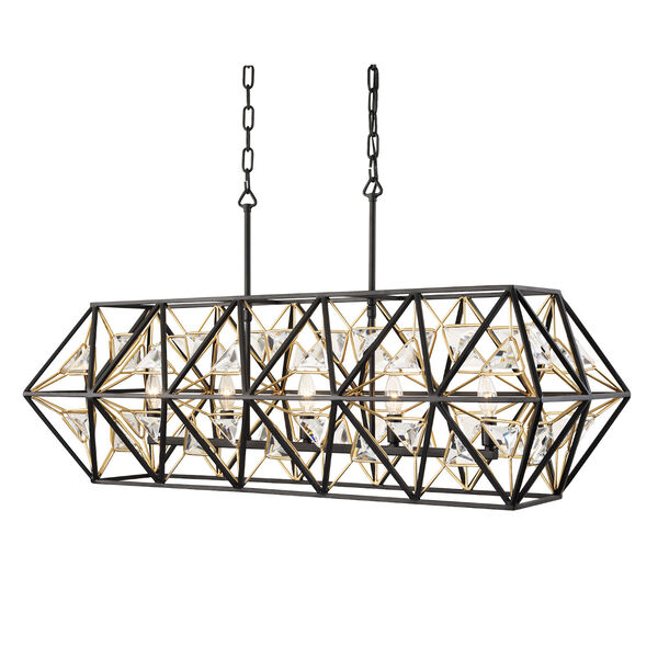 Marcia Matte Black and French Gold Five-Light Linear Pendant, image 4