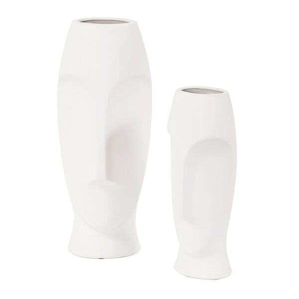 Abstract Face White Vase Set of 2, image 1