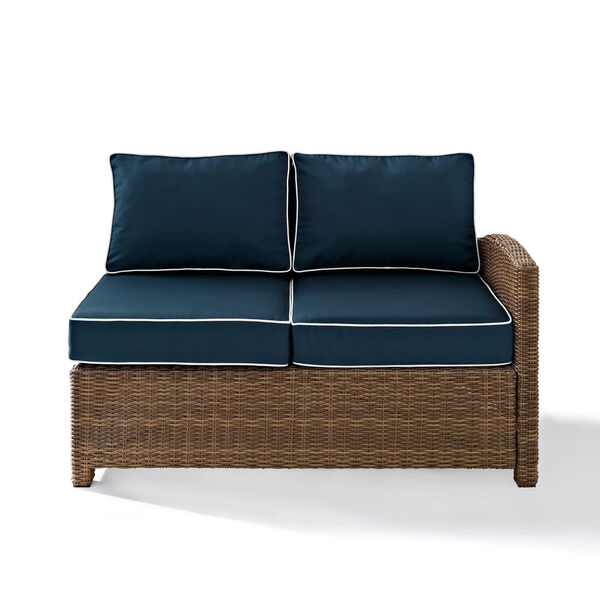 Bradenton Outdoor Wicker Sectional Right Corner Loveseat with Navy Cushions, image 2