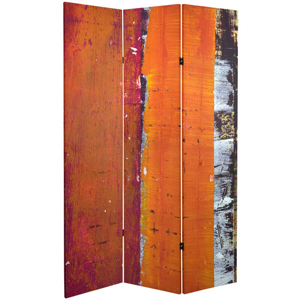 Tall Double Sided Autumn Wood Orange and Red Canvas Room Divider, image 1