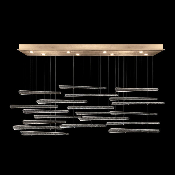 Elevate Eight-Light Rectangular LED Pendant with 20 Ebony Stardust Glass Spires, image 1