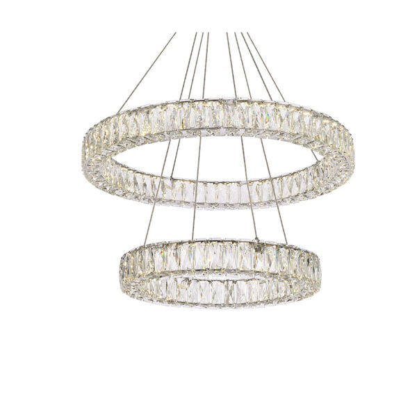 Monroe Chrome 28-Inch Integrated LED Double Ring Chandelier, image 3