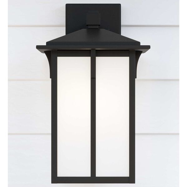 Tomek Black One-Light Outdoor Wall Sconce with Etched White Shade, image 4