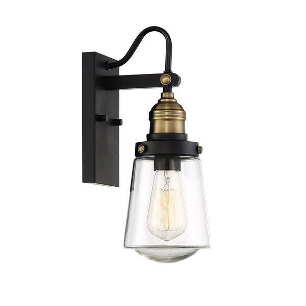 Afton Vintage Black with Warm Brass One-Light Outdoor Wall Sconce, image 4