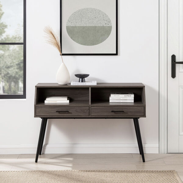 Nora Contemporary Slate Grey Two-Drawer Entry Table, image 1