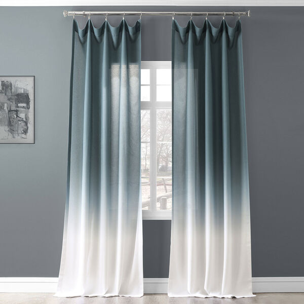 Ombre Faux Linen Semi Sheer Curtain Single Panel, image 1