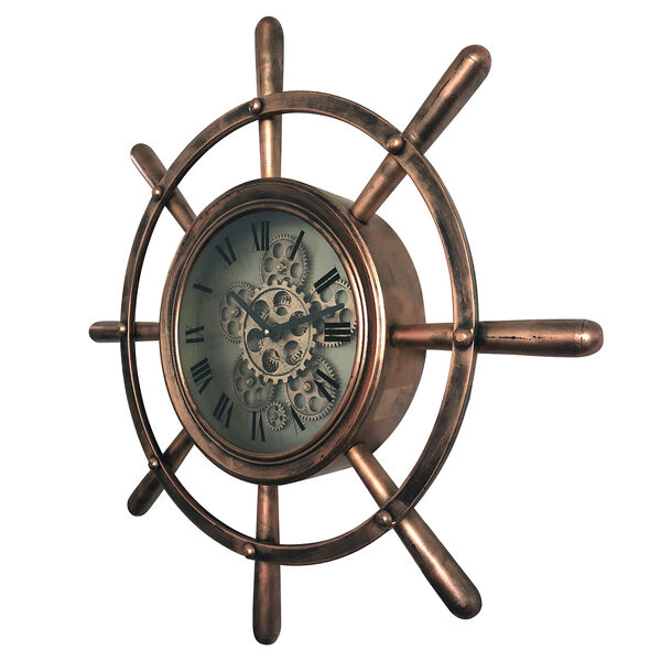 Ship Wheel Copper Wall Clock, image 2