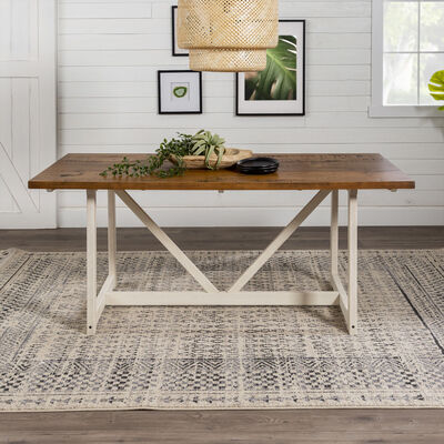 Dining Room Tables Kitchen, Ellary Rustic Pine Concrete Topped Trestle Base Dining Table
