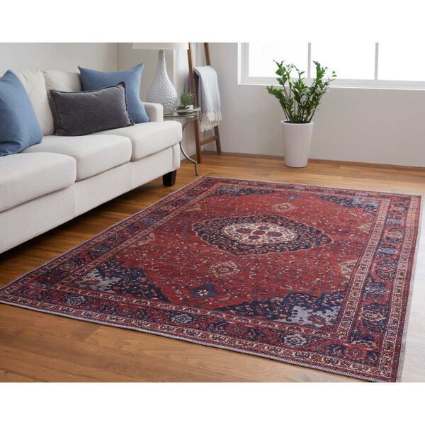 Rawlins Bohemian Eclectic Medallion Red Blue Tan Area Rug, image 3