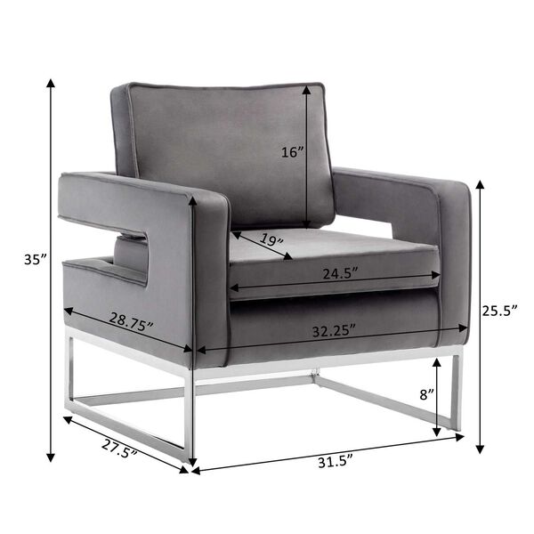 Gray Chair with Silver Frame, image 2
