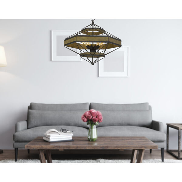 Alicante Gray and Black Six-Light Chandelier, image 2
