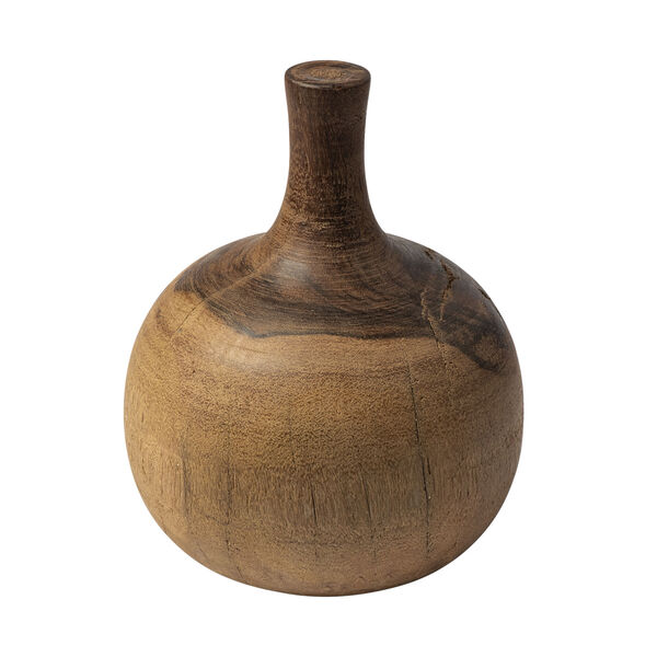 Afra Brown Solid Wood Vase, image 1