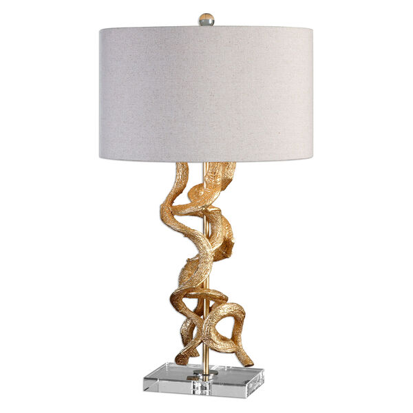 Bright Gold Twisted Vines One-Light Table Lamp, image 1