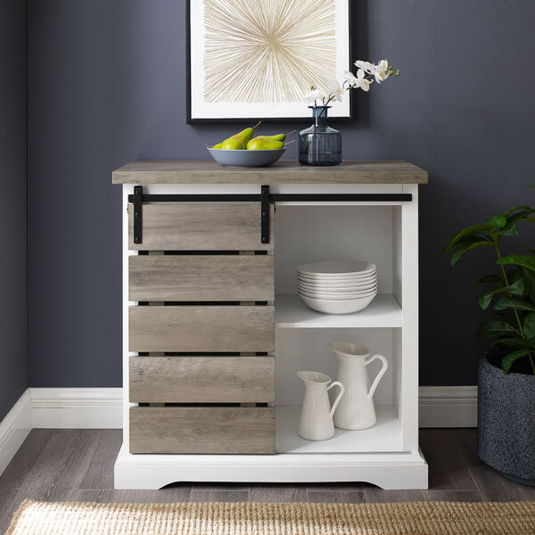 Solid White and Grey Wash TV Stand, image 1