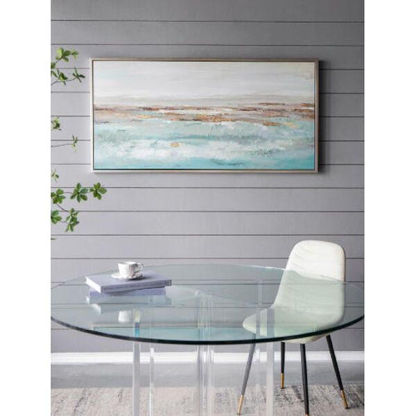 Ocean Day Oil Painting on Frame Blue and Gold 59 x 30-Inch Wall Art, image 1