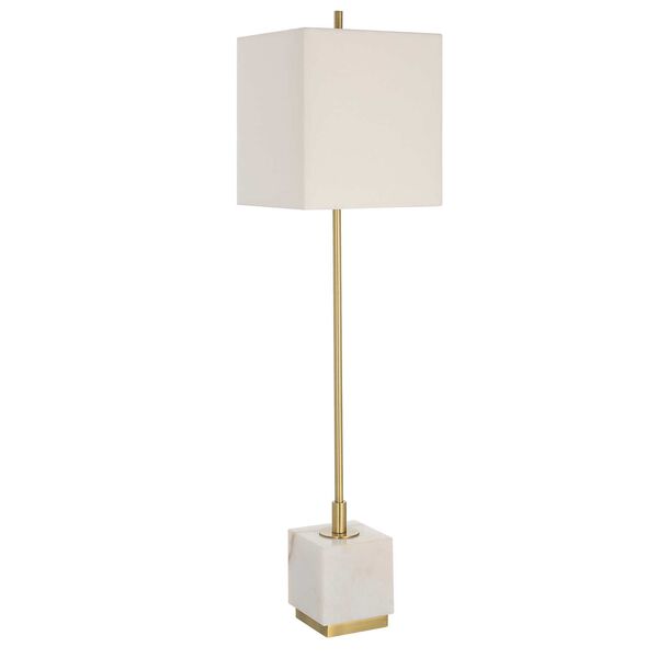 Escort Brass and White Buffet Lamp, image 4