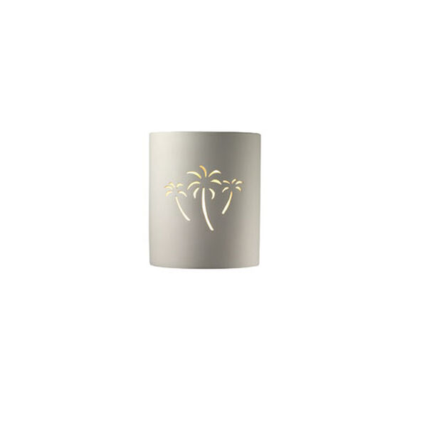 Sun Dagger Bisque LED Small Cylindrical Wall Sconce with Palm Tree Cutout, image 1
