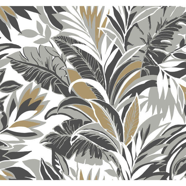Conservatory Black and Gold Palm Silhouette Wallpaper, image 1