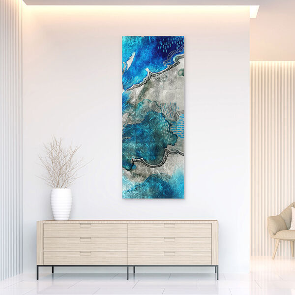 Subtle Blues B Reverse Printed Tempered Glass with Silver Leaf Wall Art, image 4