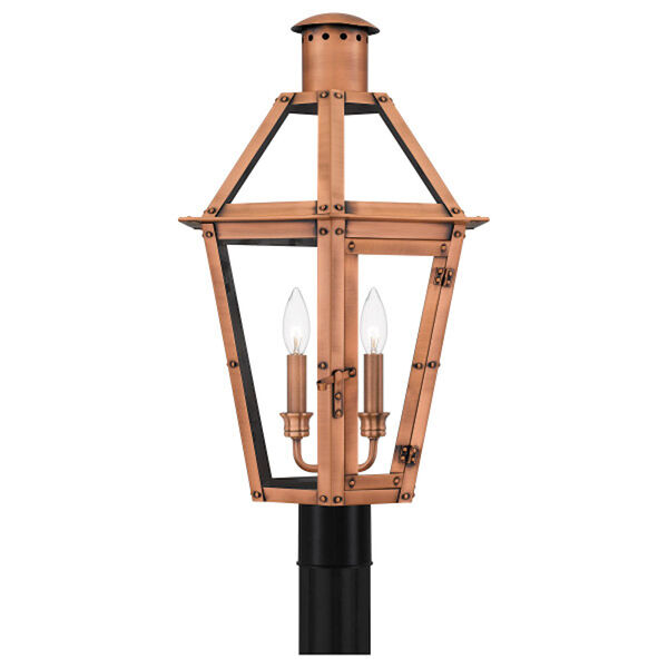 Burdett Aged Copper Three-Light Outdoor Post Lantern, image 3