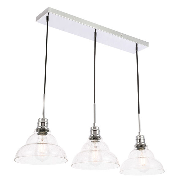 Clive Chrome Three-Light Pendant with Clear Seeded Glass, image 6