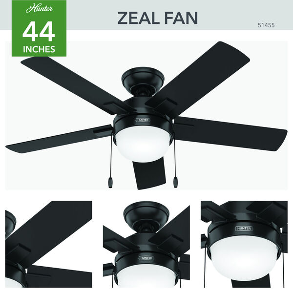 Zeal Matte Black 44-Inch LED Ceiling Fan, image 4