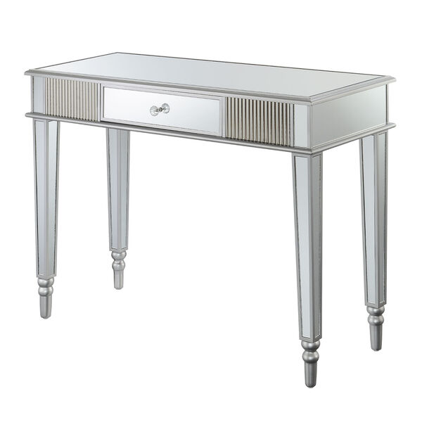 French Country Silver Mirrored Desk with One Drawer, image 1