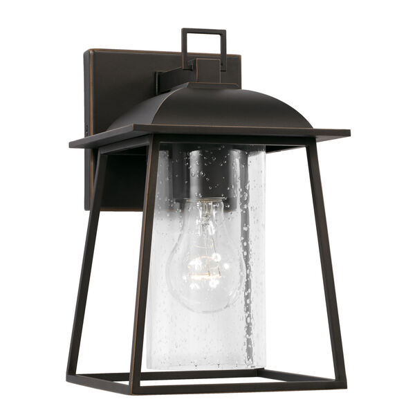 Durham Oiled Bronze Seven-Inch One-Light Outdoor Wall Lantern with Clear Seeded Glass, image 1