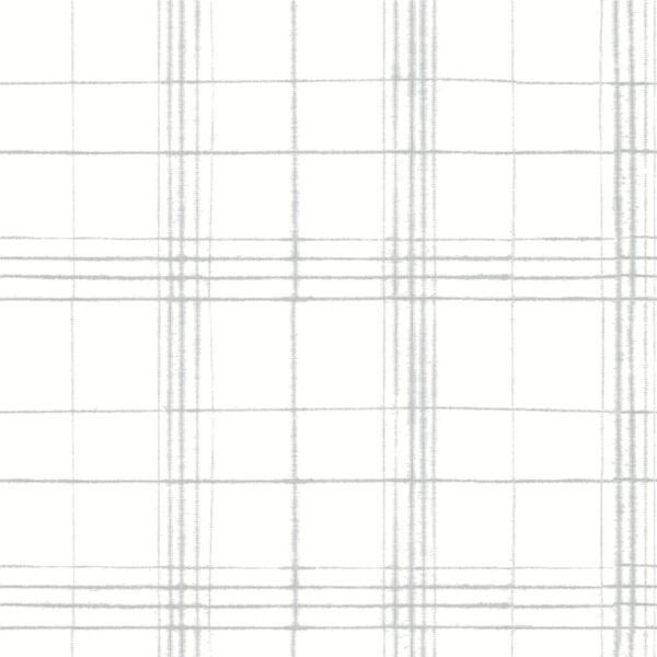 Simply Farmhouse Gray and White Plaid Wallpaper, image 2