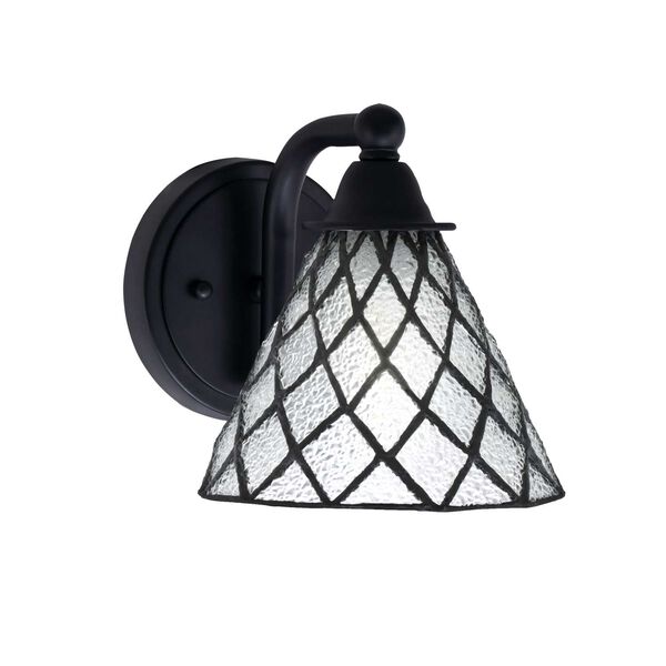 Paramount Matte Black One-Light Wall Sconce with Seven-Inch Diamond Ice Art Glass, image 1