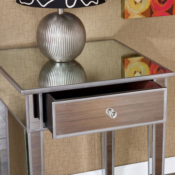 Silver Mirage Mirrored Accent Table, image 2