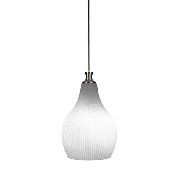 Carina Brushed Nickel One-Light 12-Inch Stem Hung Pendant with Opal Frosted Glass, image 1