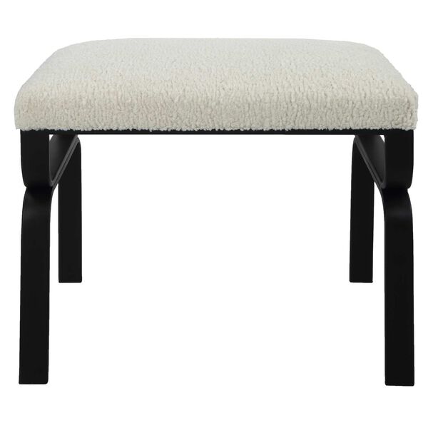 Diverge Satin Black and White Shearling Small Bench, image 1