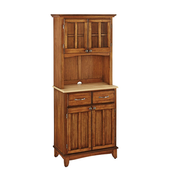 Cottage Oak Buffet with Two Door Hutch and Natural Wood Top, image 1