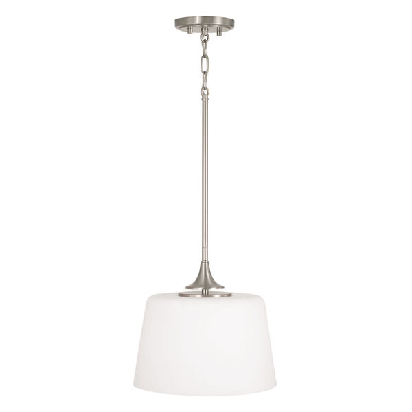 Presley Brushed Nickel One-Light Semi Flush Mount with Soft White Glass, image 2