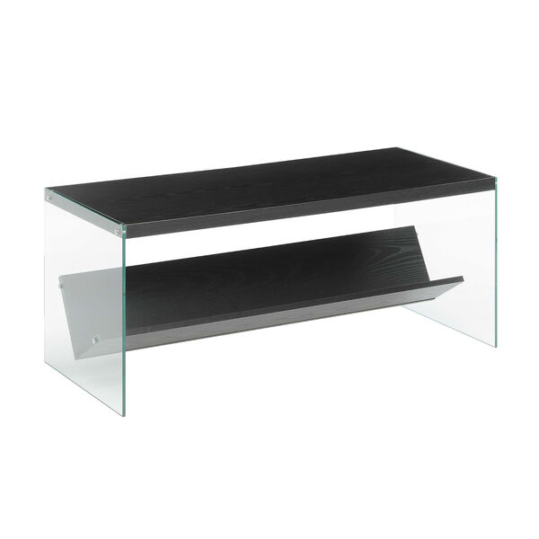 SoHo Black and Glass Coffee Table with Shelf, image 1