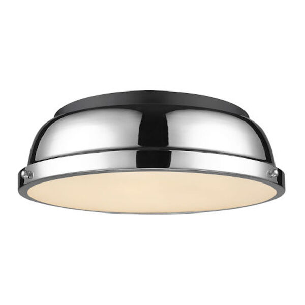 Howe Matte Black Two-Light Flush Mount with Chrome Shade, image 1