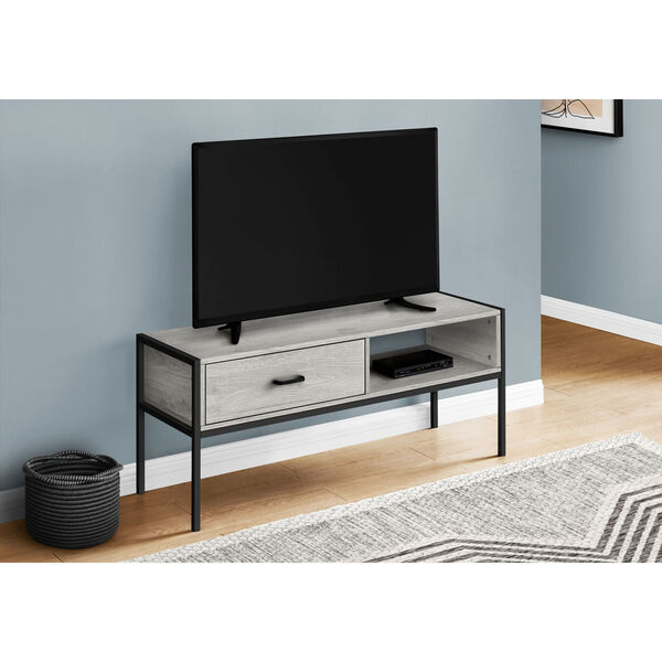 Gray and Black TV Stand with Drawer, image 2