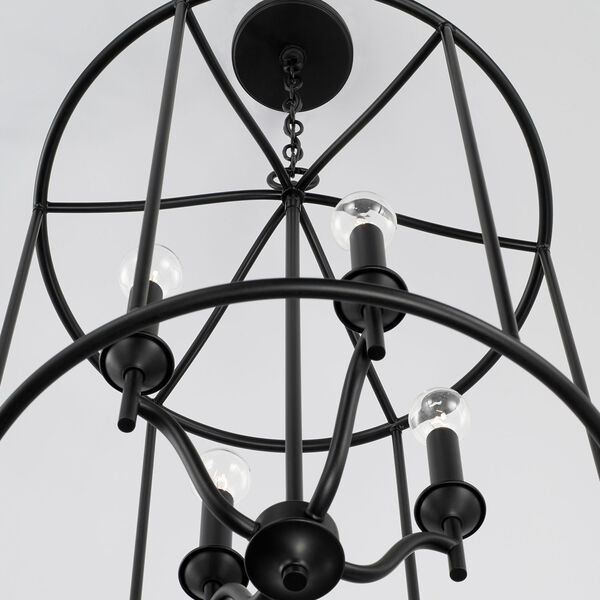 Peyton Matte Black Four-Light Caged Lantern Foyer, image 4
