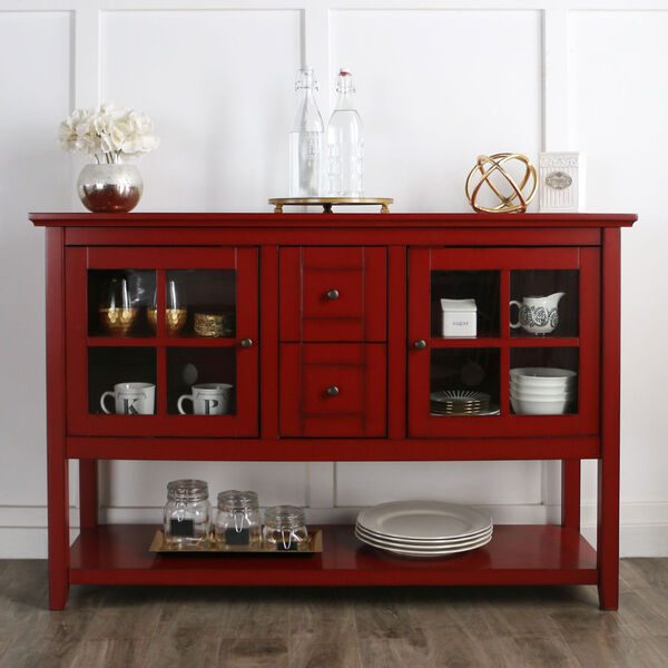 52-inch Wood Console Table TV Stand - Antique Red, image 2