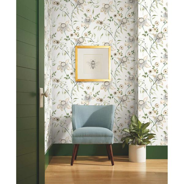 Dream Blossom White Green Wallpaper, image 3