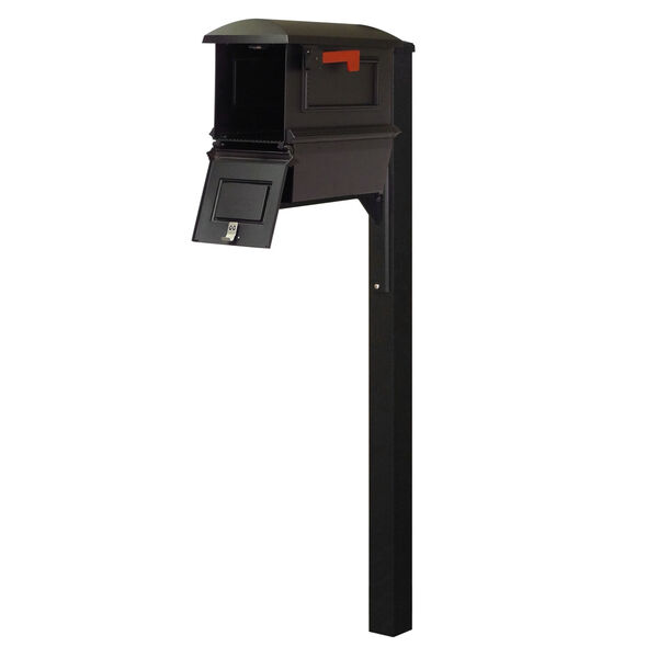 Curbside Black Mailbox with Newspaper Tube and Wellington Mailbox Post, image 2