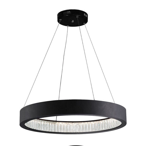 Rosalina Matte Black Integrated LED 26-Inch Chandelier with K9 Clear Crystal, image 1